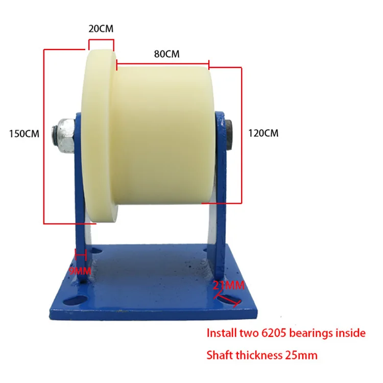 1 ton 1.5ton heavy duty single side solid nylon track roller wheel with brake