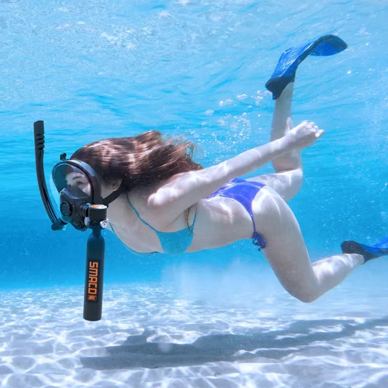Underwater  Mini Scuba Tank with Snorkel Mask 0.5L Portable with Full Face Diving Mask  Bottle Diving Cylinder Kit