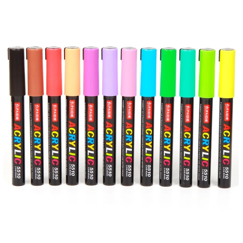 Fashion 12 Color Acrylic Paint Wide Tip Art Stationery Marker Paint Set