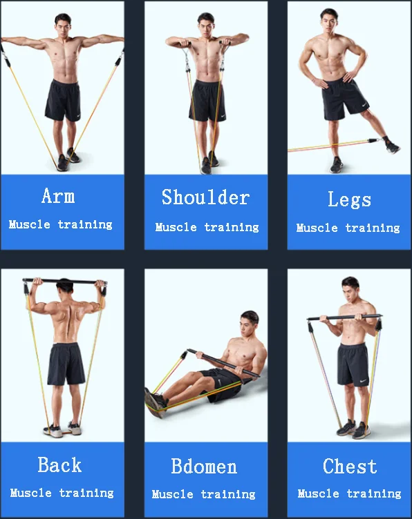 SKYHOPE Workout Fitness Gym Pull Up Set 11 Piece 11 Pcs Resistance Bands Tube yoga band set