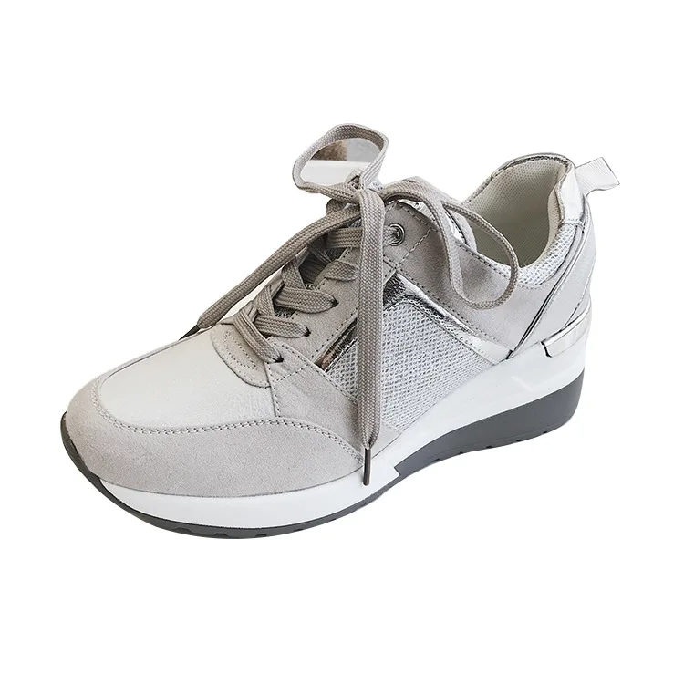 Bulk Sepatu Sport Wanita Low Top Silver Pink Ladies Sneakers Casual Fashion Wedges Ladies New Arrivals 2022 Women Woman Shoes
