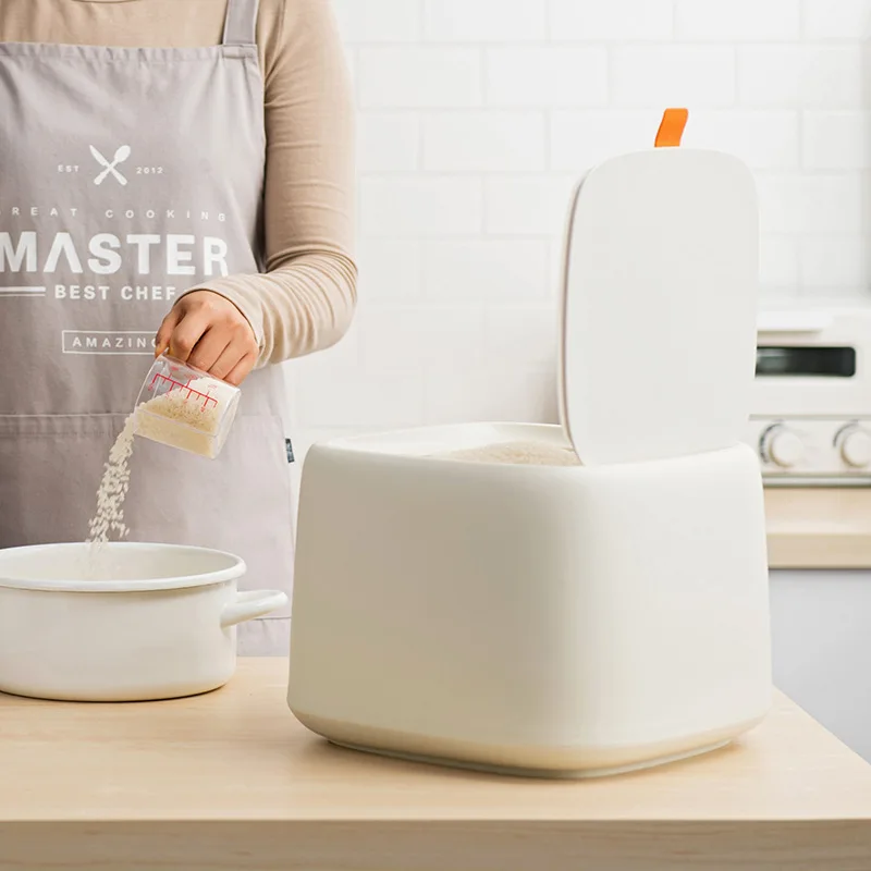 10kg Plastic Kitchen Cabinet Rice Storage Food Containers Box Rice Bucket With Lid