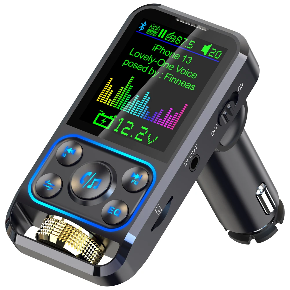 Best Selling Bluetooth Car Charger  PD3.0  QC3.0 FM Transmitter With Colorful Large Screen  BC83