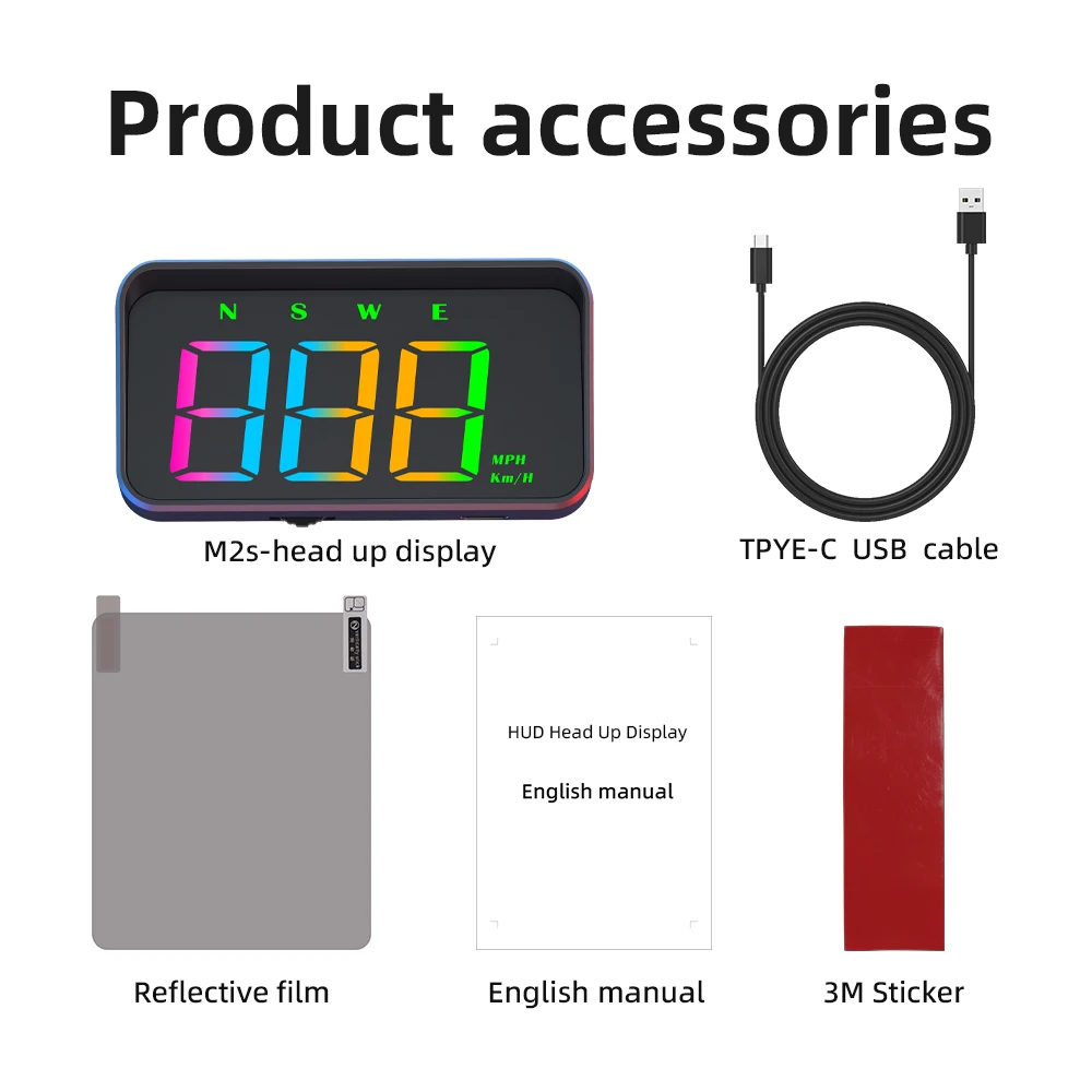 Newest hud colorful 100% car Gauge M2s GPS Speed electronics Universal speedometer HUD head up displays