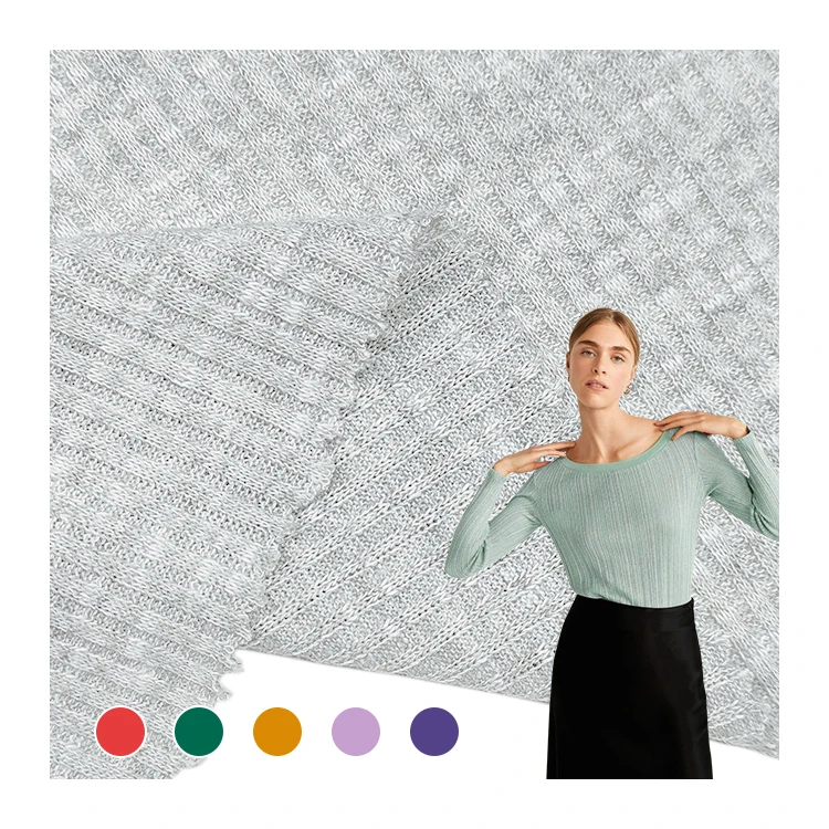 High Quality Soft Knitted Rib Fabric, Solid 100 Recycled Polyester Spandex Rib Fabric For Clothing/