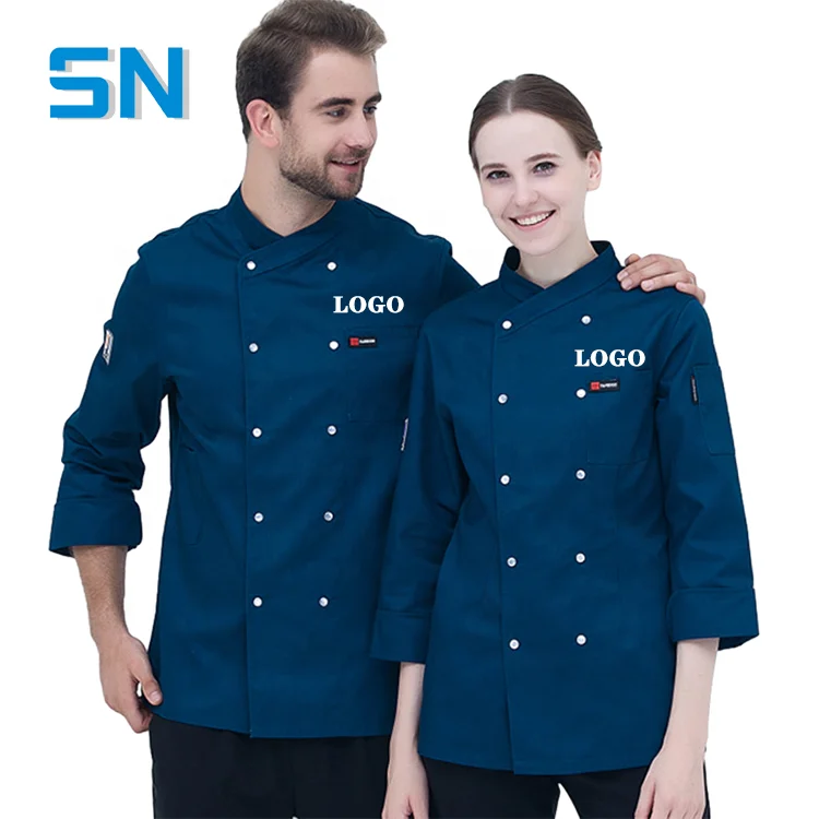 Custom Embroidered LOGO Hotel Catering Work Uniform Black Long Sleeve Labor Security for Kitchen & Restaurant Short Tops Pattern