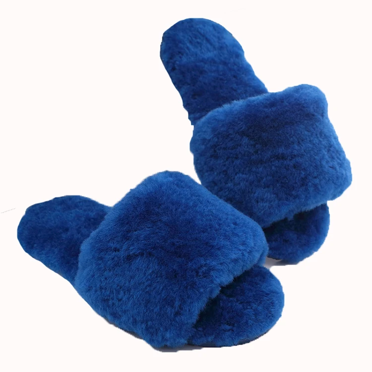 Зимние женские тапочки из овечьего меха, домашние тапочки с открытым носком