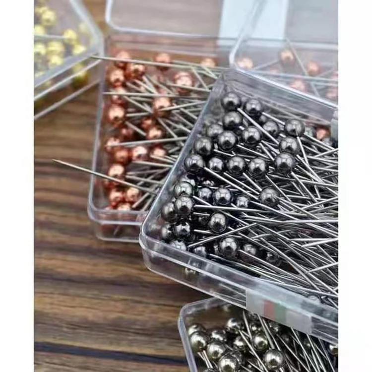 Wholesale High Quality Metal Color Positioning Bead Needle 4 Colors 100 Pieces Transparent Boxed Pearl Needle