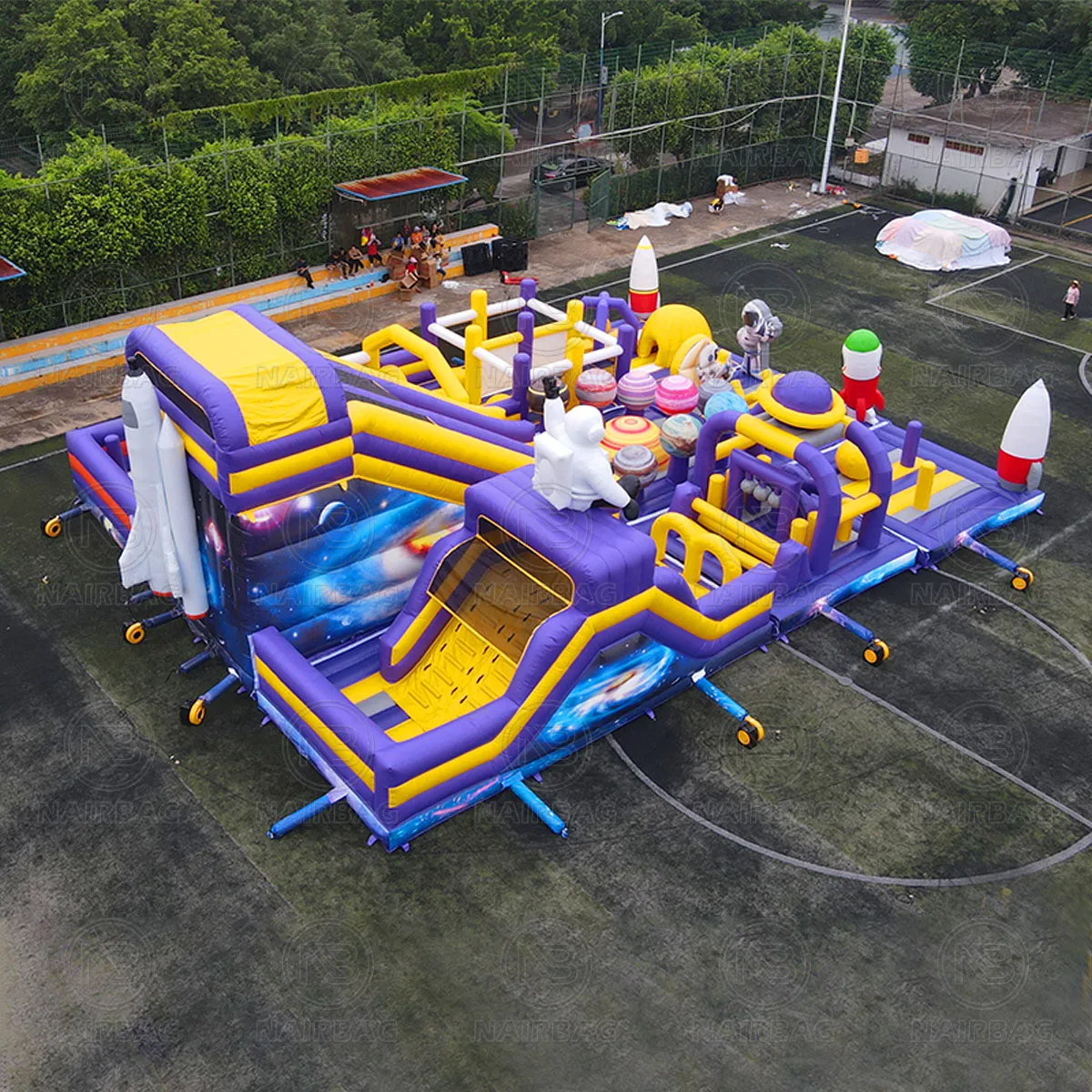 Alien Themed Inflatable Park Rocket Planets Space Themed Obstacle Outer Space Inflatable Playground Castle Galaxy Voyager Combo