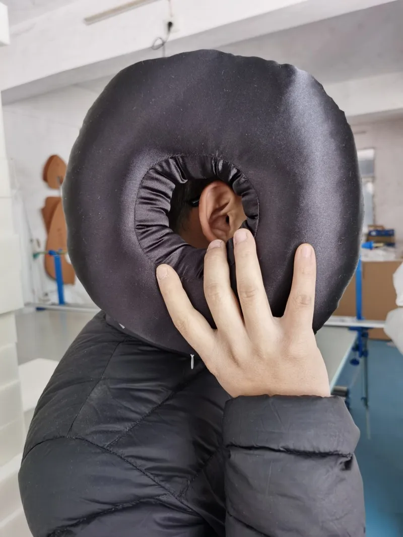 Silk Piercing Pillow Smooth Ear Pillows with Hole for Side Sleepers Pressure Sore Ear Pain Guard Pillows Champagne