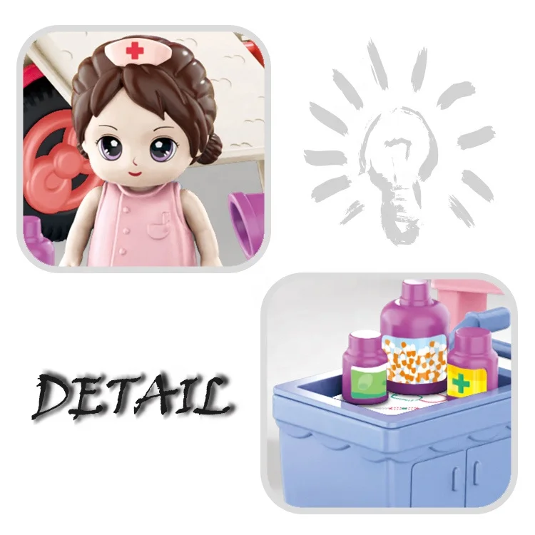 Toys 2023 frictional ambulance car set DIY playhouse games for kids indoor toys car with mini cute dolls gift  for kids