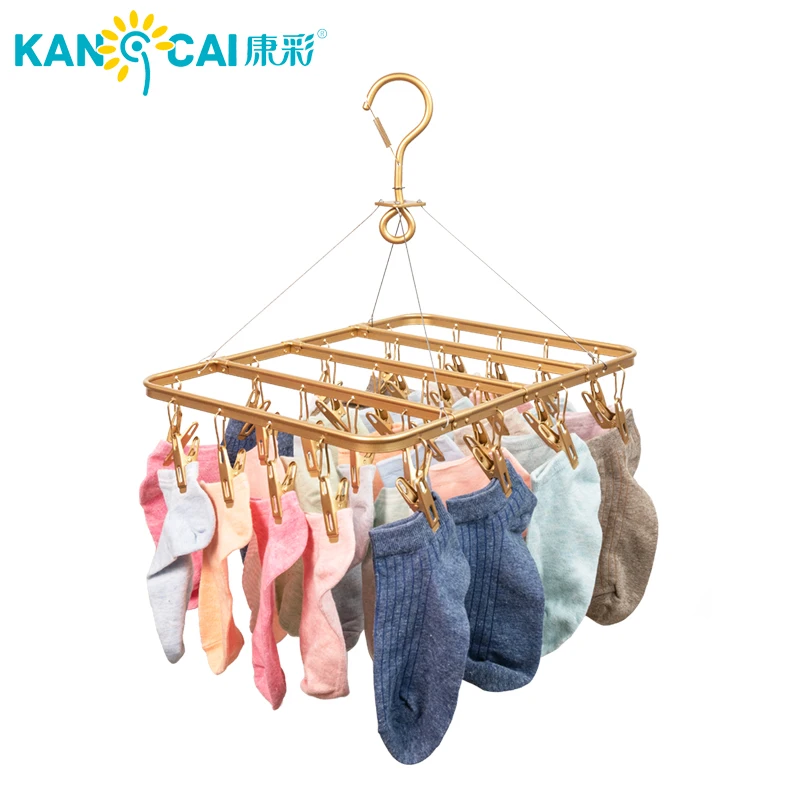 Guangzhou stainless steel lingerie laundry hanger for socks 28 clips