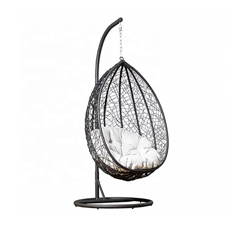 Outdoor Garden Furniture Patio Swings With Metal Canopy Stand Rattan Indoor Egg Chairs Hanging Swing Egg Chair
