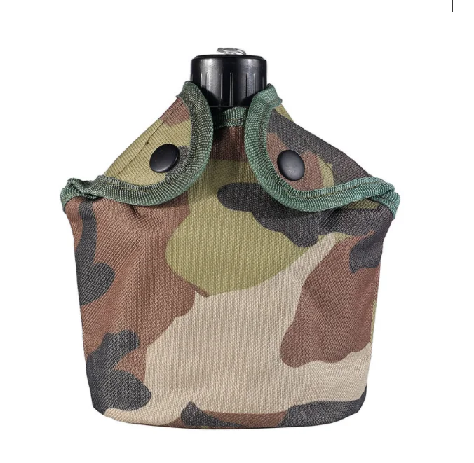 DFK1000 camping outdoor portable Aluminum water bottle with mug and pouch camouflage color