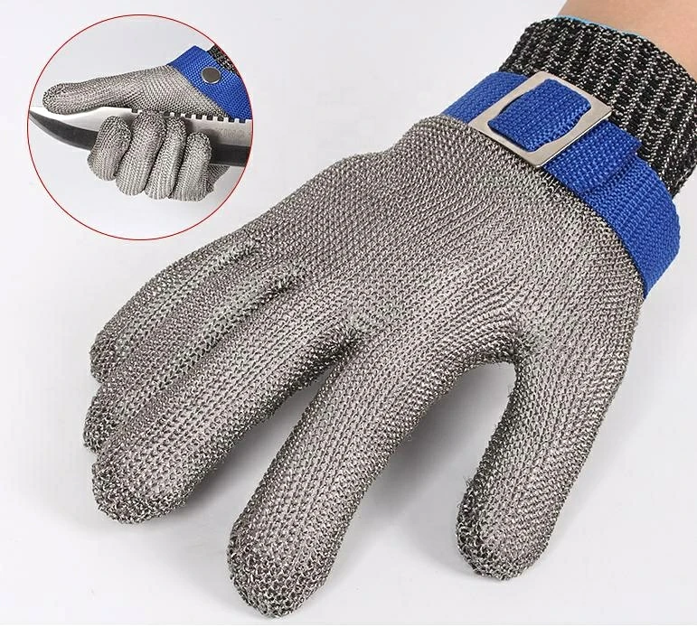 Food Grade Level 5 Hand Protection Safety cut resistant stainless kitchen butcher knife stainless steel ring gloves