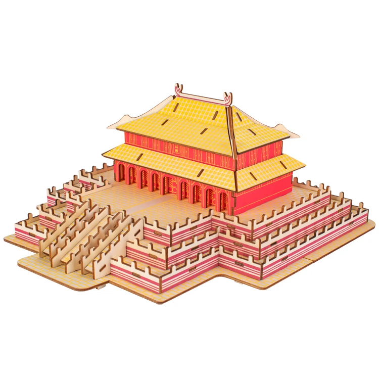 Creative Home Decorative  ODM OEM new  Wood Animals Puzzle children The Hall of  Harmony kit DIY house toys