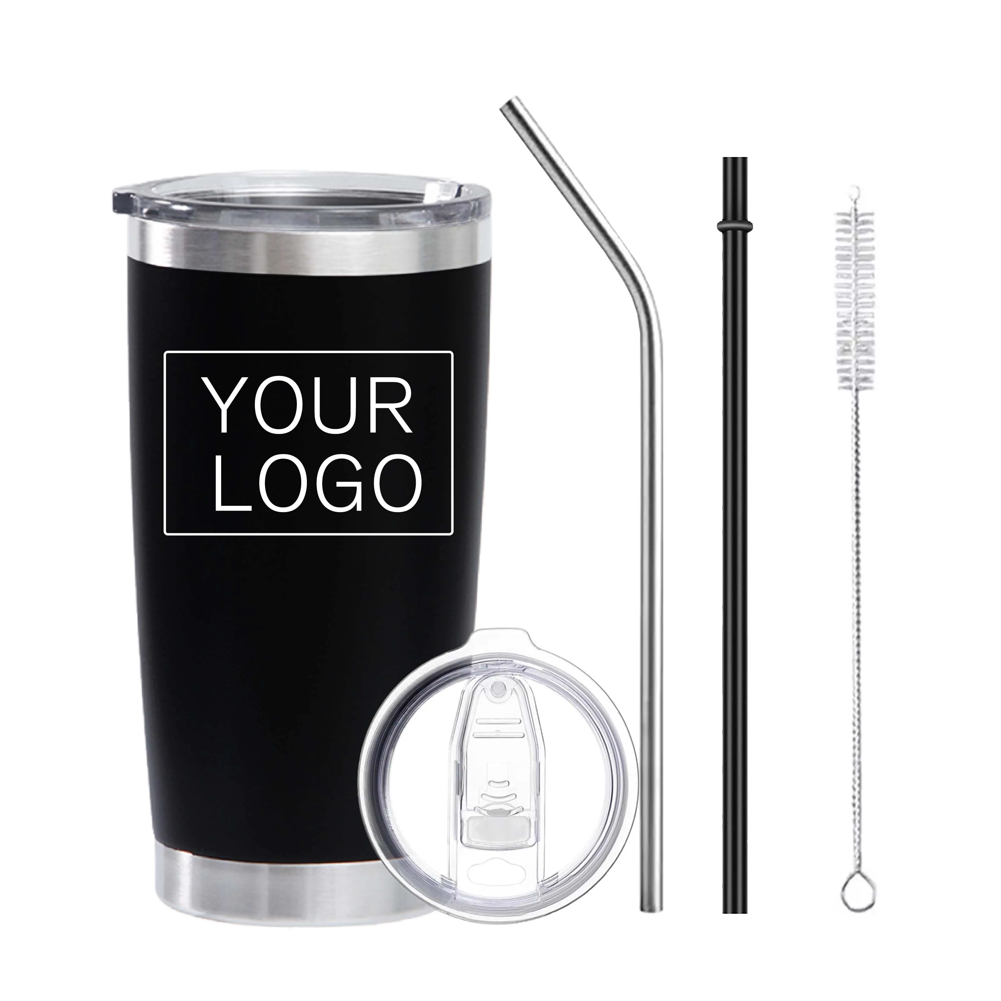 Custom Logo Wholesale 20oz Powder Coating Double Wall Vacuum Insulated Travel Tumbler Stainless Steel Coffee Mug with Lid