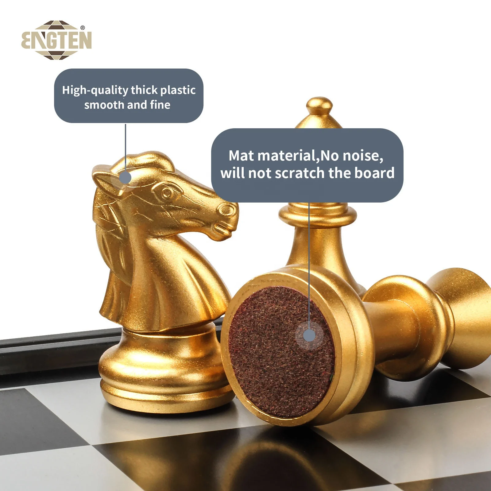 Chess Sets for Kids and Adults Collapsible Board Storage Base with Gold and Silver Pieces Chess Games