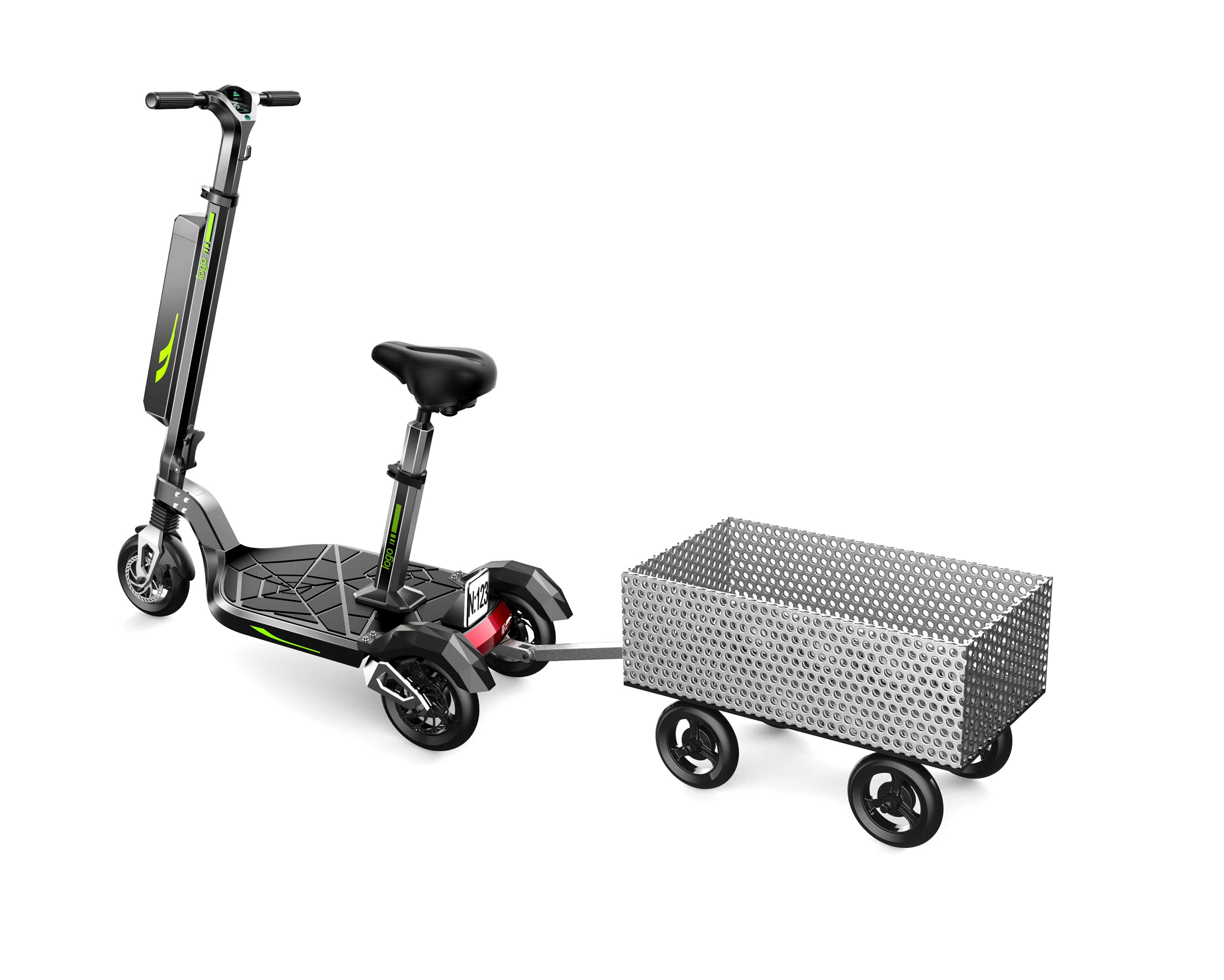 3 Wheels Scooter Electric With Trailers 500W 48V 10Ah Patented New Electric Scooter For Adults & Child IPX5 E Scooter With Seat