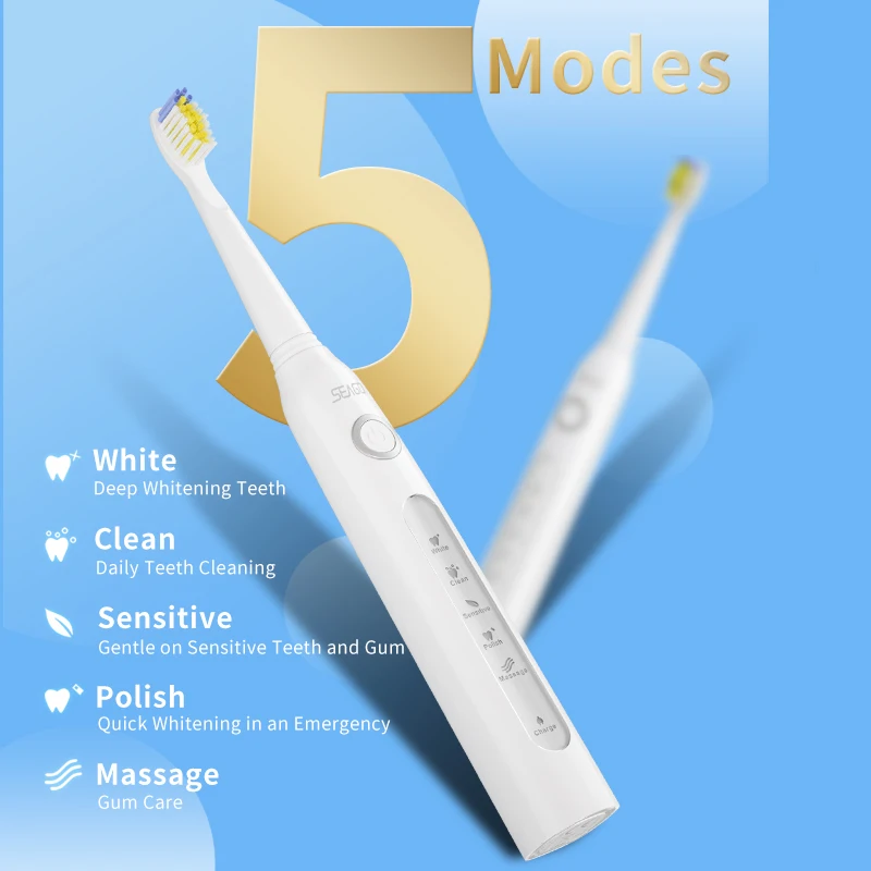 Seago 5 Modes Rechargeable 4 Hours Fast Charge Last 30 Days Sonic Power Electric Toothbrushes For Adults