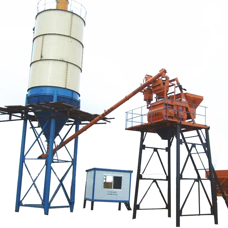Mini One-Site 2 Silos Hzs25 Mozambique Discharge Hopper Cement Silo Concrete Batching Plant For Sale