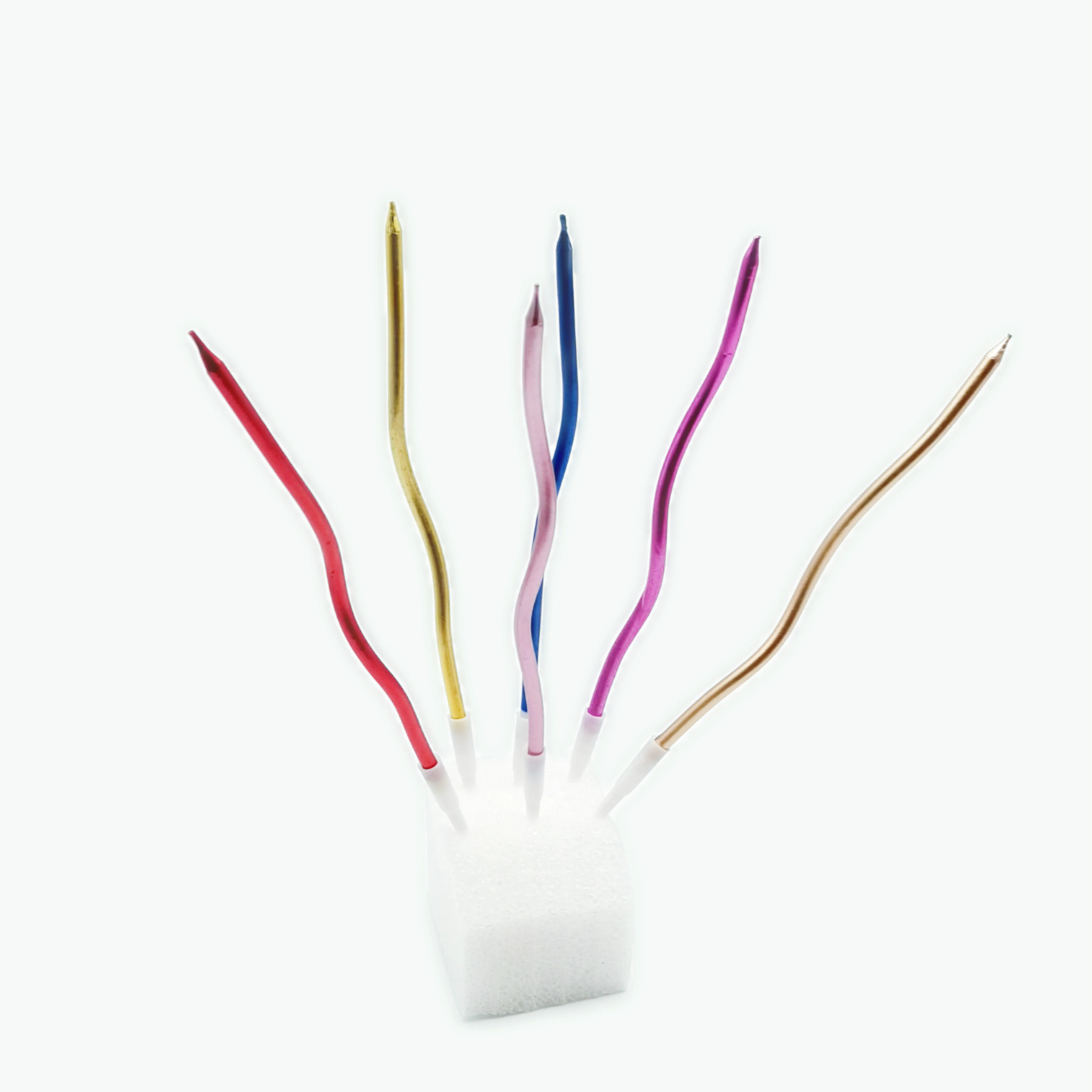 New Products Lilin Ulang Tahun Price reduction spiral gold color 6 long pillar birthday candles