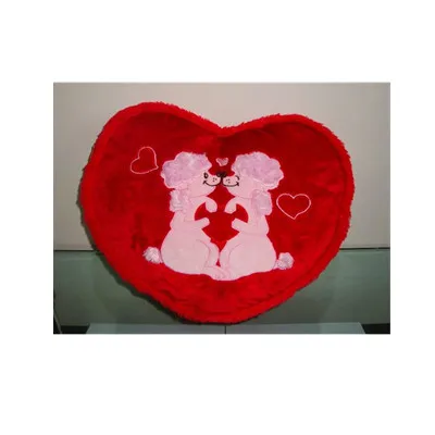 JM7876-4 Red Heart Shaped Pillow with Embroidering Double Dog Wedding