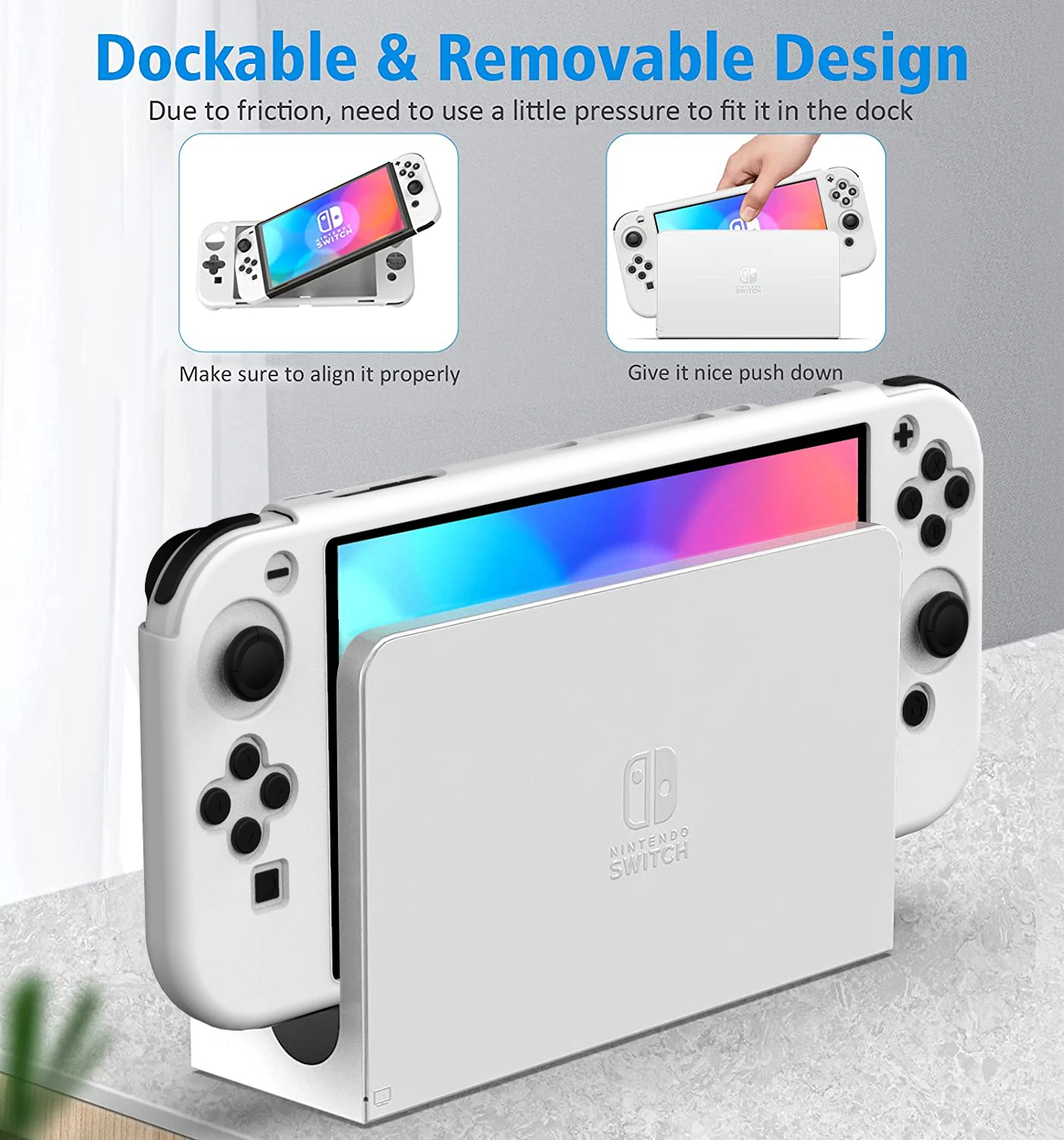 HOXC Switch OLED Protective Silicone Case, New Released Private Mould Silicone Shell Cover for Switch OLED Released on 2021