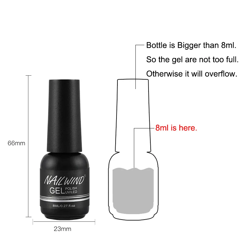 NAILWIND professional private label oem nails art 8ml base top coat soak off uv led light base and top gel polish for wholesale