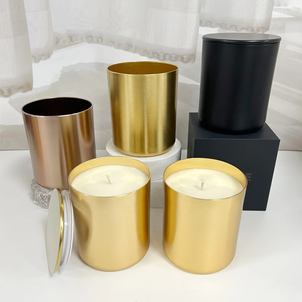 Unique aluminum jar candle container Container Empty metal candle holder for home decoration candle making