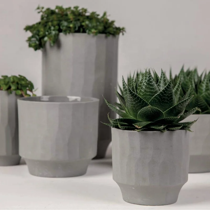 New modern design white and light grey colored clay ceramic planters for indoor decor