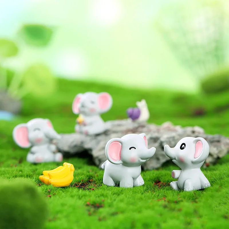 Миниатюрные Мультяшные Игрушки фигурки животных милые новые маленькие немой Слон Мини-поделки из смолы для настольного садового орнамента украшения дома