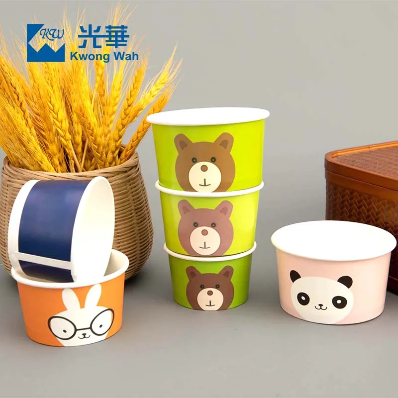 Disposable Single Walls Ice Cream Kraft Paper Cup Bowl Soup 8oz 12oz 16oz Icee Cup With Lids