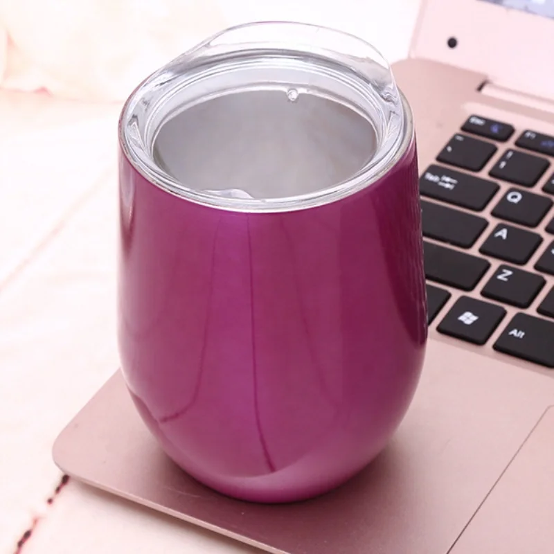 
Egg Shaped Cup Wine Mug Glass Tumbler 18/8 Stainless Steel Insulated Vacuum Wine Tumbler 