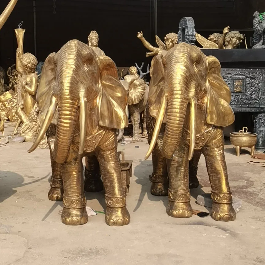 Large Size Outdoor Animal Decoration African Bronze Elephant Sculpture