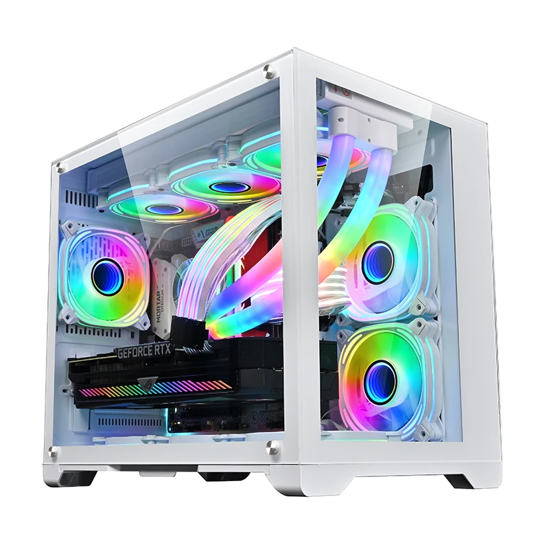 Professional manufacturer lone warrior fully transparent tempered glass panel computer case