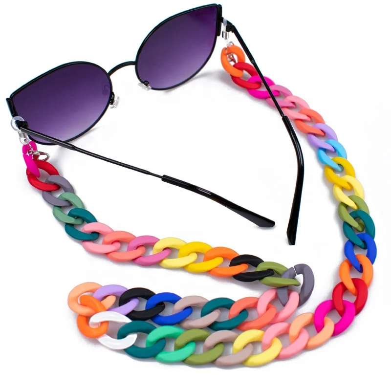 New Trendy Multiple colors 1.7*70cm Acrylic Chain eyeglass glasses lanyard face masking holder for glasses