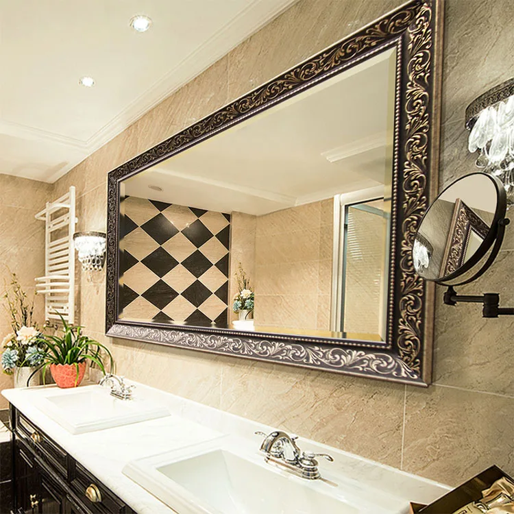 Customized  Ps Material Framed Anti-Explosion Bathroom Wall Mirrors Home Decor Modern Bath Mirrors