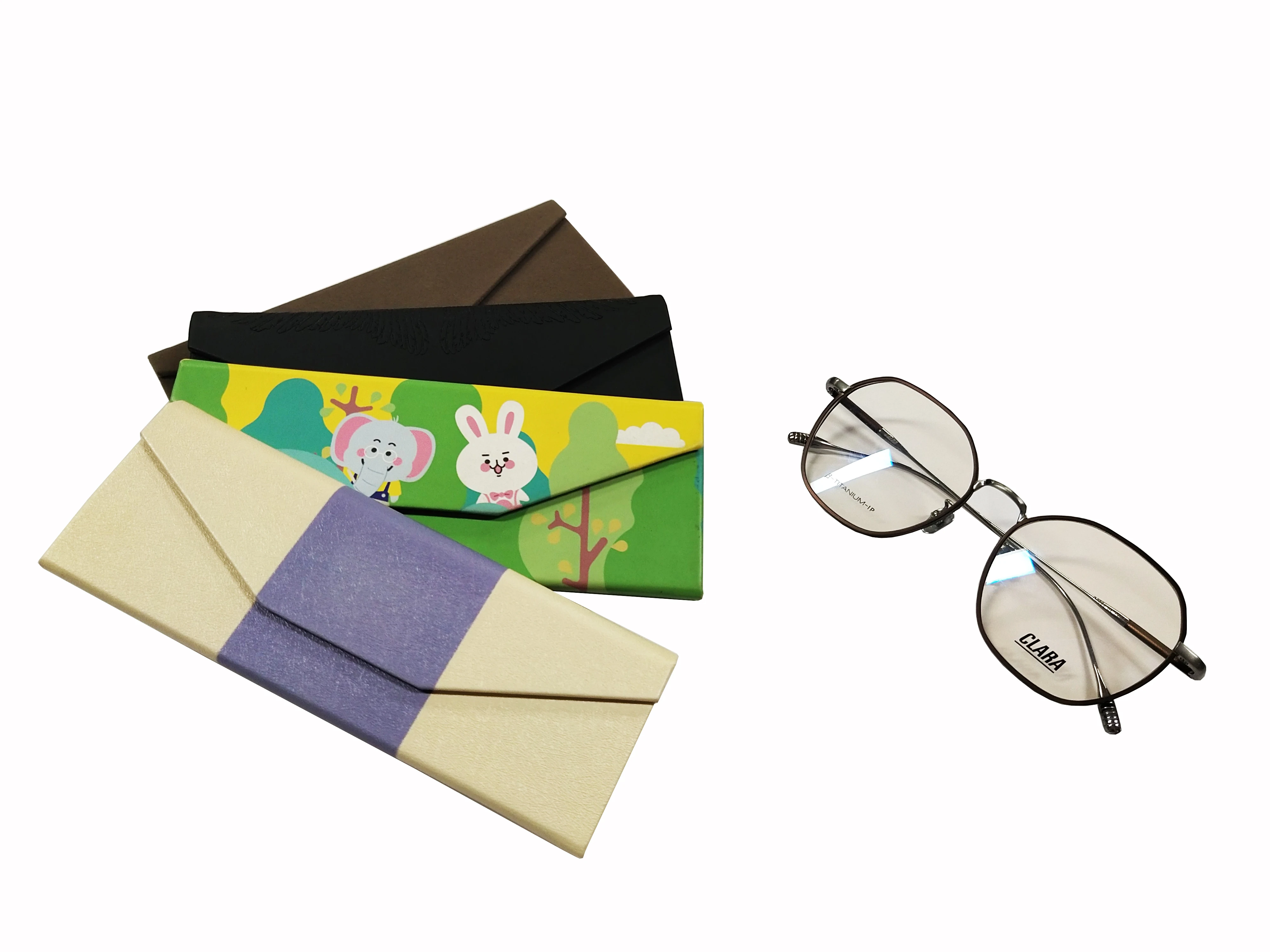 Handmade Fashion Custom Logo Foldable PU glasses box sunglasses case
