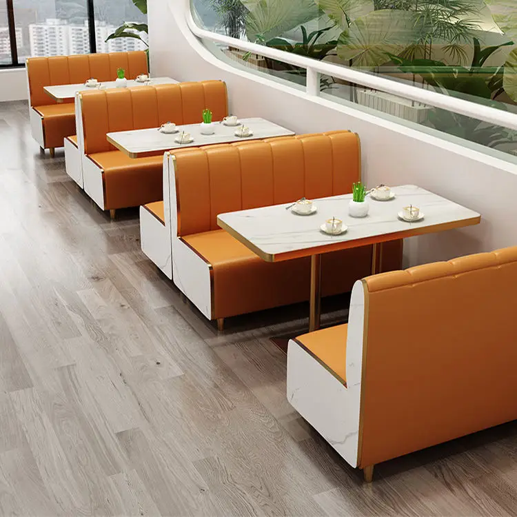 Double Side Booth Fabric Upholster Table And Chairs Cafe Coffee Restaurant Booth Seating Furniture