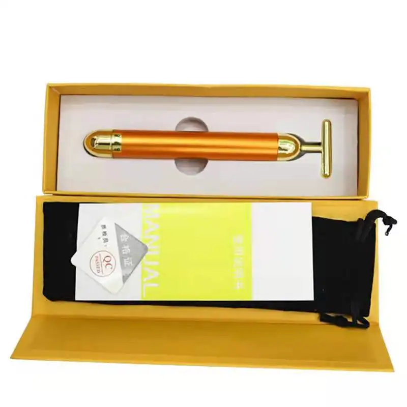 Facial Massager Electric Face Lift T Shape 24k Gold Energy Beauty Bar,Gold Beauty Bar,24k Gold Beauty Bar