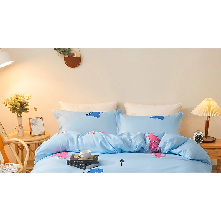 Home textile bedding set dinosaur patterned bedsheets sets kids bedding set with cartoon characters