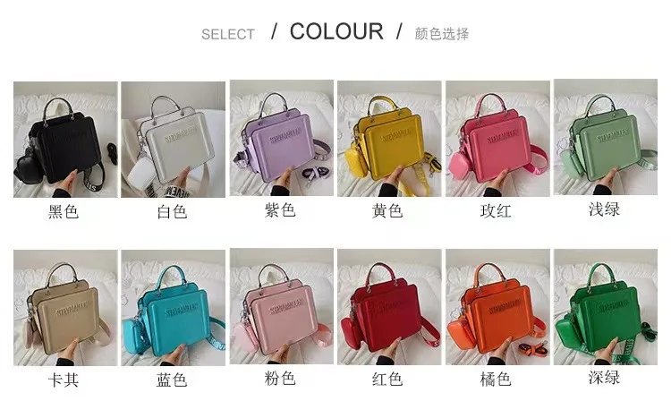 2024 New ych Custom Logo Famous Brand Designer High Quality Pu Leather Ladies Hand Bags Square Handbag The Tote Purse Bag