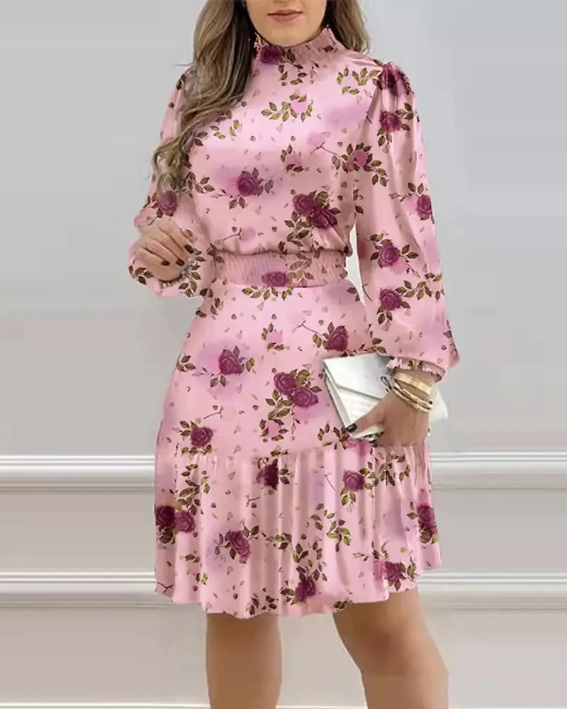 D7767 Trendy Women Dresses Fashion Casual Dress Women Floral Printed  Maxi Women Dresses Sundress