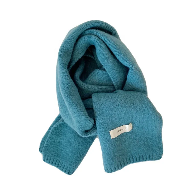 Теплый корейский однотонный Хлопковый вязаный зимний шарф с логотипом на заказ для женщин высокого качества оптовая продажа