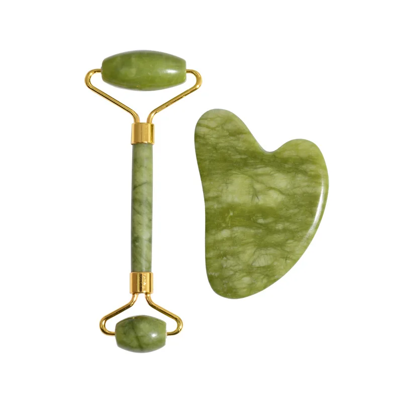 Manufacturer best face roller Xiuyan natural high quality jade roller and gua sha stone set portable guasha face massage tools