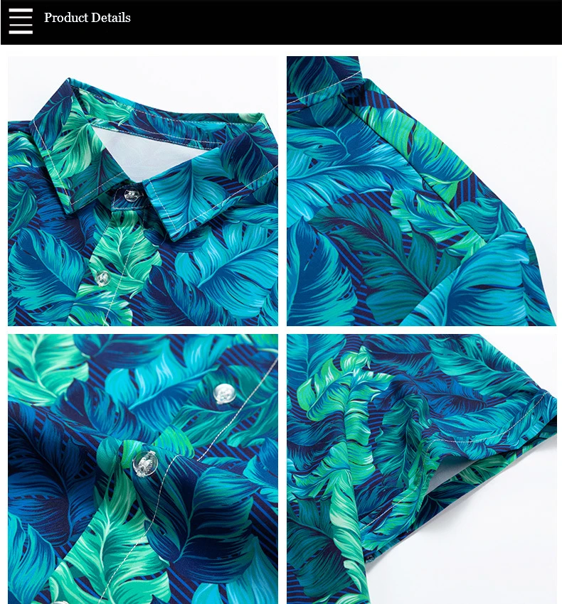 Summer polyester spandex full printing vintage aloha beach short sleeve button up t shirt island resort hawaiian shirt for men