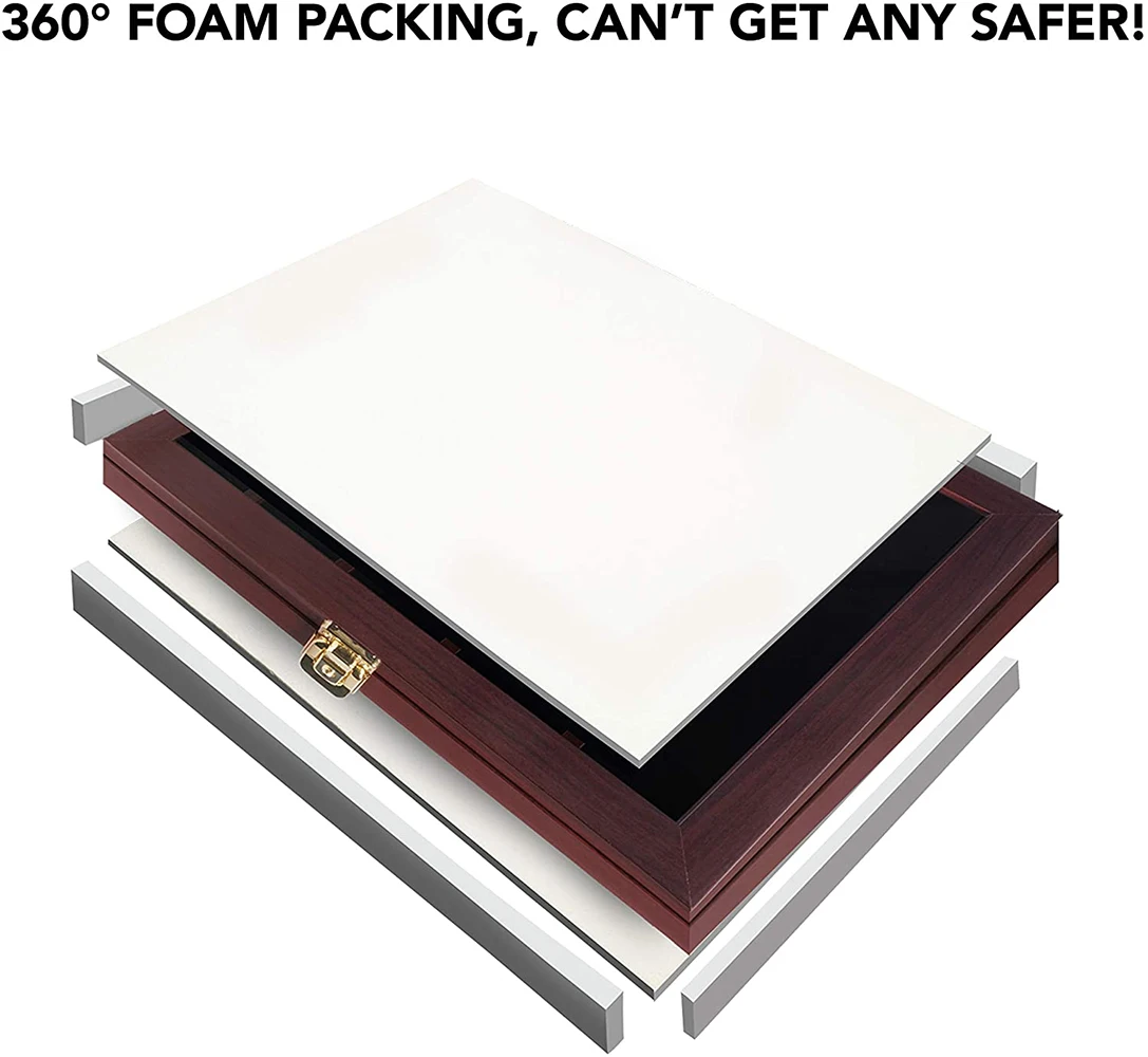 Custom High Quality Removable 13x16 Inch Twin Slot Shelf Wood Cabinet Rack Holder Shadow Box Challenge Coin Display