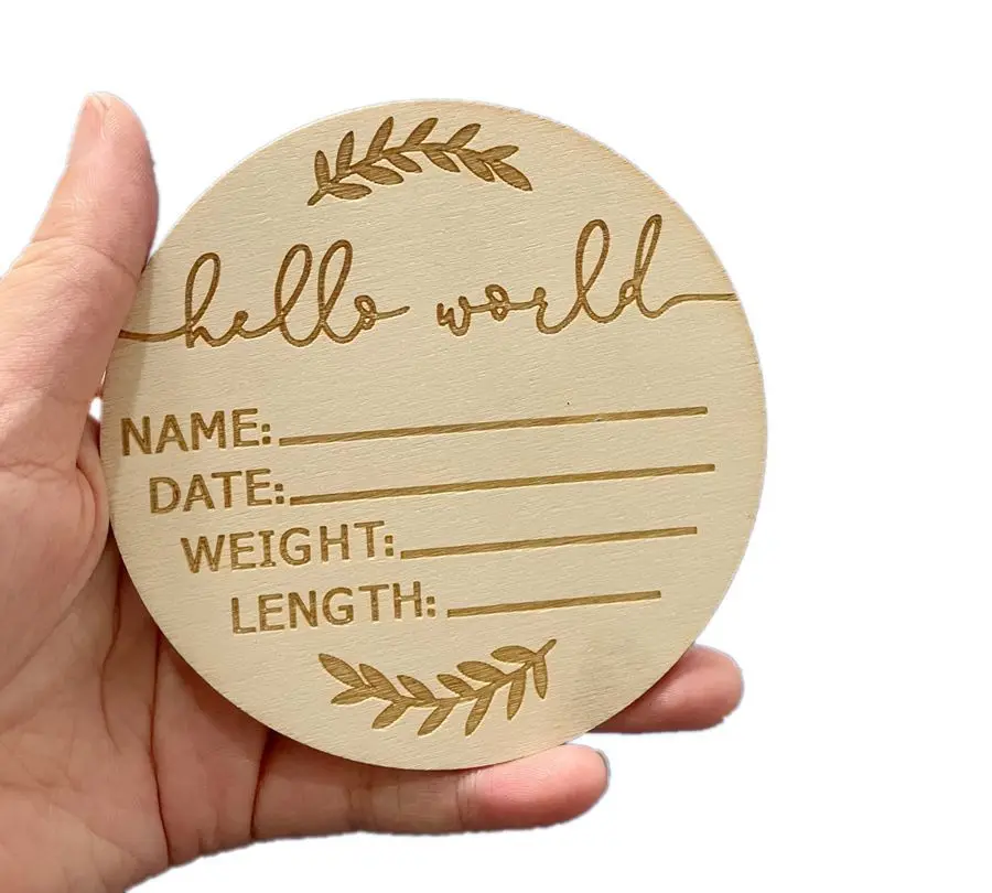 Personalized Wooden Discs Baby Milestone Cards with Laser Engraving