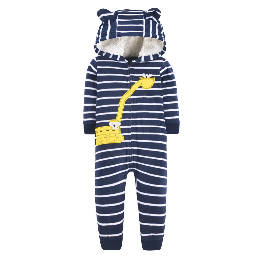 Wholesale winter baby long sleeve onesie hooded pajamas soft fluffy thickening clothes baby romper